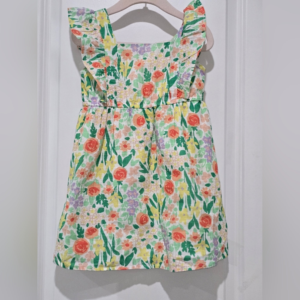 Cat & Jack Multicolor Floral Dress with Ruffle Sleeves
